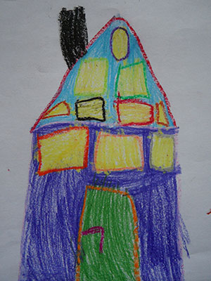 picture of a childs drawing of a house