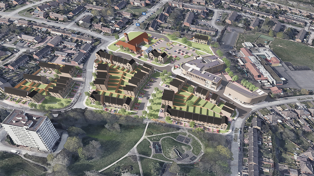 Aerial Image based on updated Kingshurst masterplan