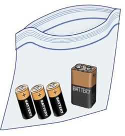 Sandwich bag with batteries