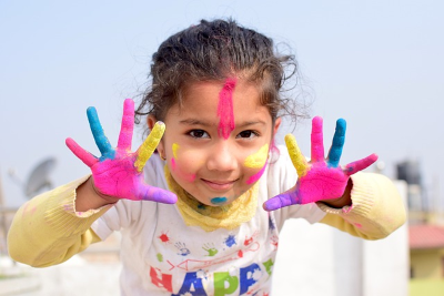 Girl with face painted