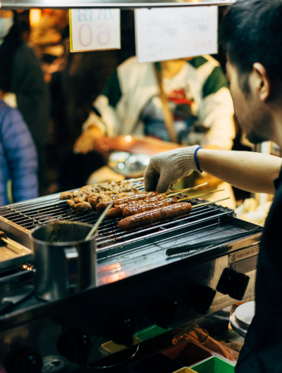 Man grilling meat