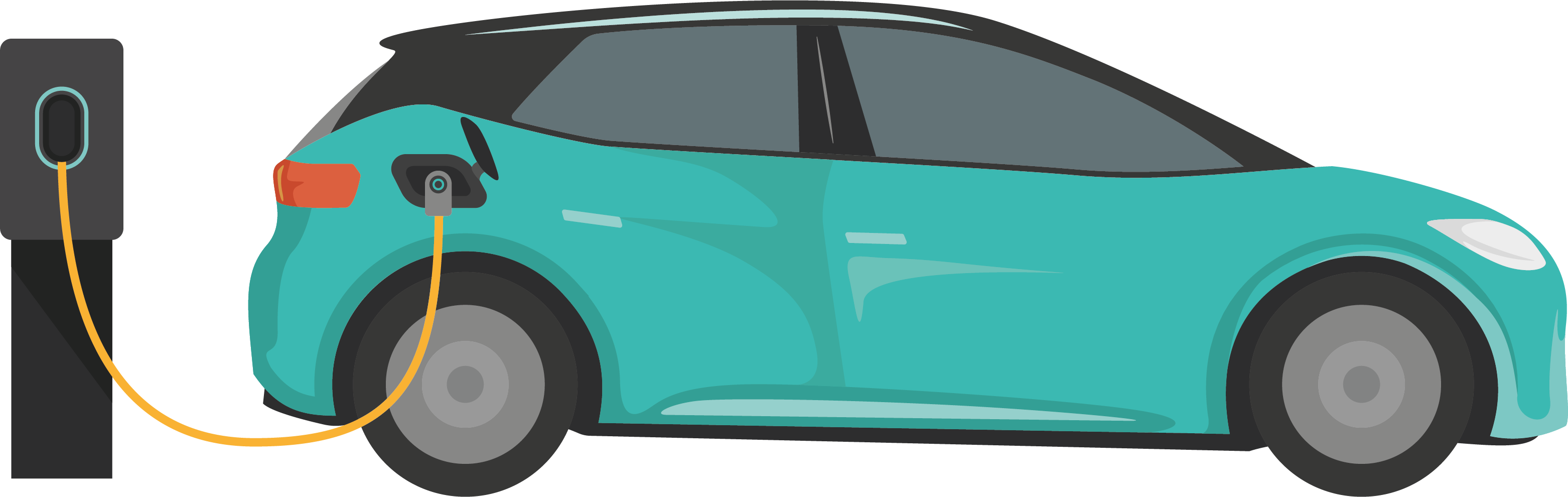 graphic of electric car on charge