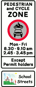 graphic showing pedestrian and cycle zone sign