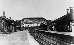Black and white photo of Dorridge Station
