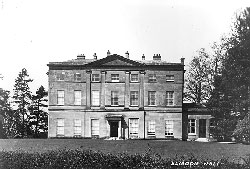 Black and white photo of Elmdon Hall