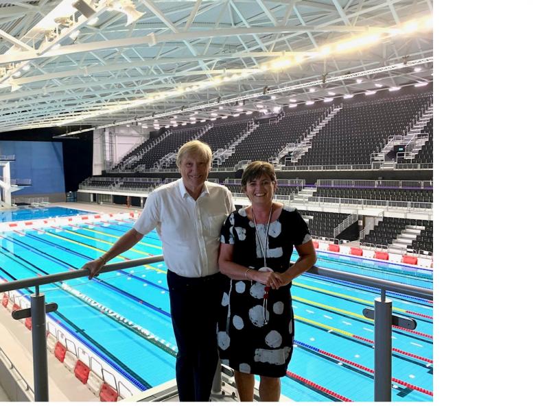 Cllr Courts & Cllr Grinsell - Council's Commonwealth Games lead at Sandwell Acquatics Centre