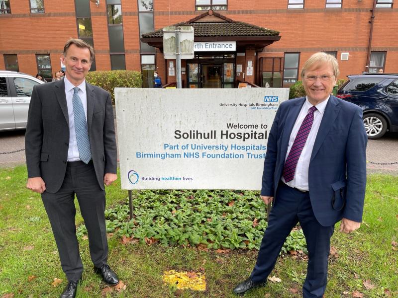 chancellor jeremy hunt and council leader Ian Courts meet at solihull hospital
