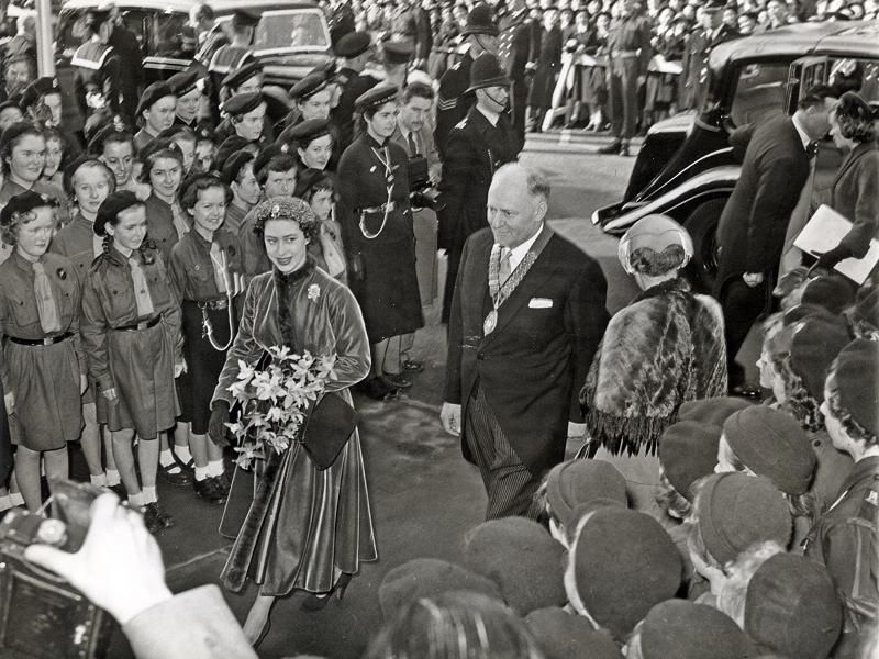 Photo of Princess Margaret arriving at the Odeon, Shirley, where the presentation of the Charter took place on 11 March 1954