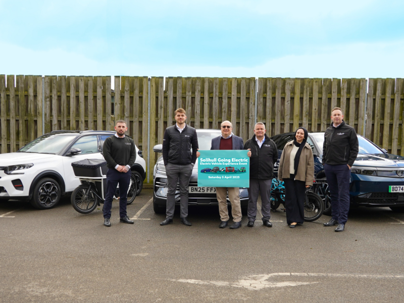 Cllr Mackiewicz with exhibitors from Citroën, BYD and Vauxhall