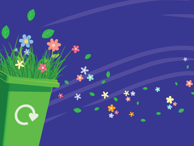 Graphic garden waste bin