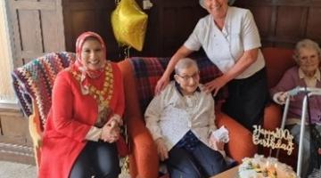 The Mayor of Solihull celebrates Mrs Felicia George's 100th birthday