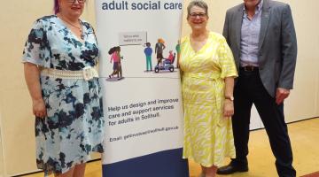 Sue, Lesley and Cllr Dicicco standing next to Get involved banner