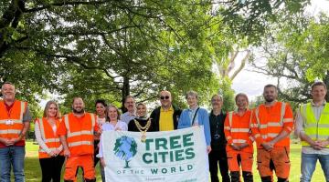 The Mayor of Solihull with members of the Planting Our Future team including Council officers, Veolia and the Solihull Tree Wardens