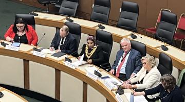 The Question Time panel in the Council Chamber