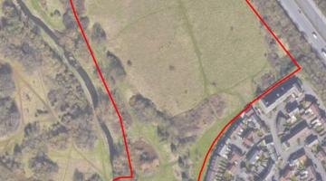 red line showing the Simon Digby development site