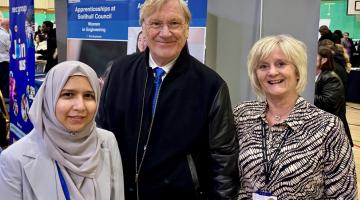 Cllr Ian Courts at the apprenticeship show with Tracey and Nasim from Solihull Council.