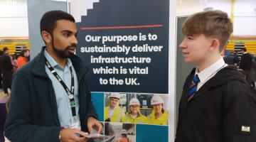 A young person learning about apprenticeships at the show.