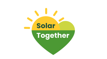 Green and yellow heart containing Solar Together