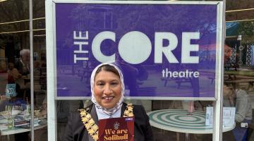 The Mayor stood in front of the soon to be reopened Core Theatre