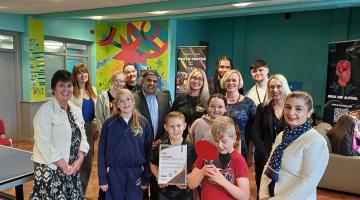 Councillors with young people and youth workers at the newly refurbished Crabtree Hall