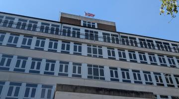 Alt text: The Union Jack flying on Church Hill House  