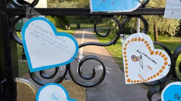 Some of the messages displayed on the gates of Malvern Park for Mental Health Awareness Week