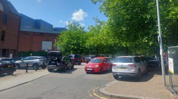 Cars obstructing Manor Square turning circle outside Touchwood shopping centre