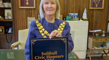 Cllr Annette Mackenzie, Mayor of Solihull - promoting the Civic Honours Awards