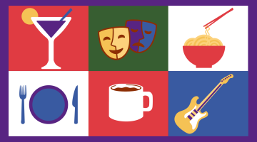 Graphic showing food and drink items