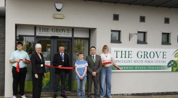 Daniel, Claire, Deputy Mayor of Solihull, Kayne, Kieran and Lacey-Lou officially declare The Grove open!