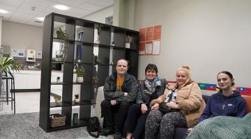 Danny, Cllr Grinsell, Demi-Rose and Alicia at the new Hub