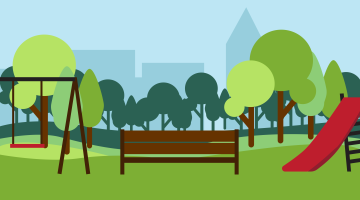 Illustration of a leafy green park in Solihull 