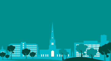 A illustrated green skyline representing Solihull