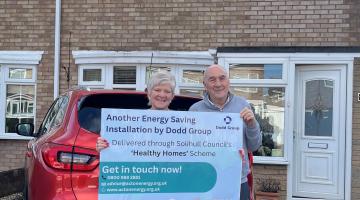 Mr and Mrs Hanrahan outside their Chelmsley Wood home