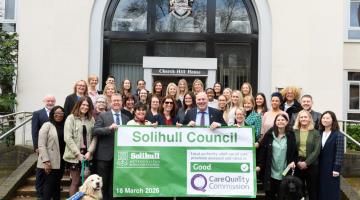 Group photo of adult social care celebrating CQC 'Good' rating