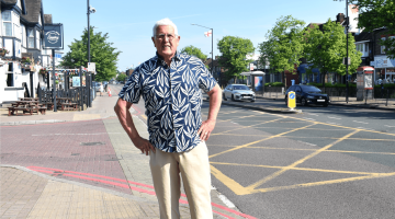 Cllr Ken Hawkins at the A34 Stratford Road/Richard Lewis Way junction in Shirley
