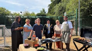 The Mayor of Solihull with Siobhan Beckford from the Next Steps Team, care-experienced young people, and Chef Aairon Dalton