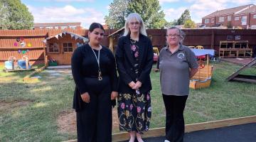 Sabba, Cllr Delaney and Kay at the nursery