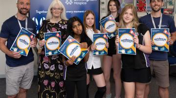 Students with Councillor Delaney and staff from Birmingham Hospice at the workshop