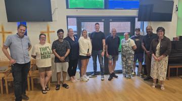 Photo caption: Left to right David Lane, Sam Flint, Shesh Sheshabhatter, Sara Bonas-Whalen, Corinne Hobson, Neil Roberts, Phil Tierney, Sarah Spencer, Daniel McGuinness, Chet Parmar and Cllr Karen Grinsell.