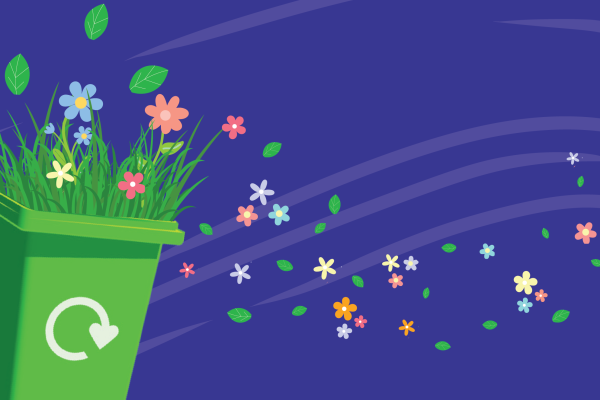 Graphic garden waste bin