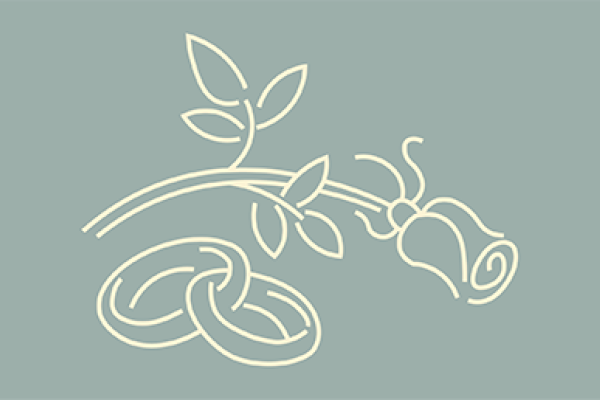 graphic of rings and flowers