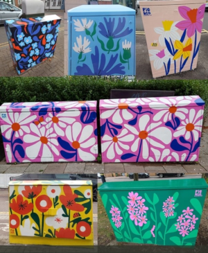 Painted cable boxes in Shirley