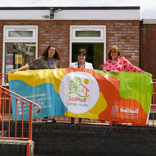 Left to right: Family Hubs Manager, Louise Hudson, Leader of Solihull Council, Councillor Karen Grinsell, and Headteacher of Meriden CofE Primary School, Lucy Anderton