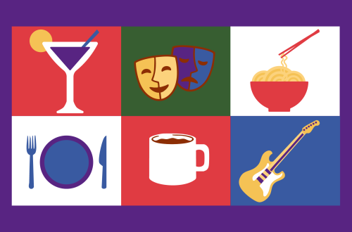 Graphic showing food and drink items