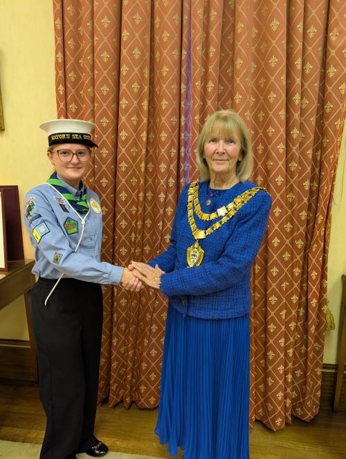 Mayor of Solihull and Mayor's Sea Scout in the Parlour