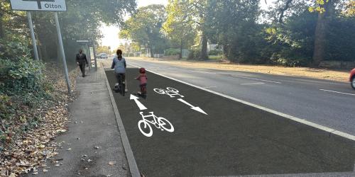 A CGI of the Blossomfield Road - Cycle Route Maintenance Scheme