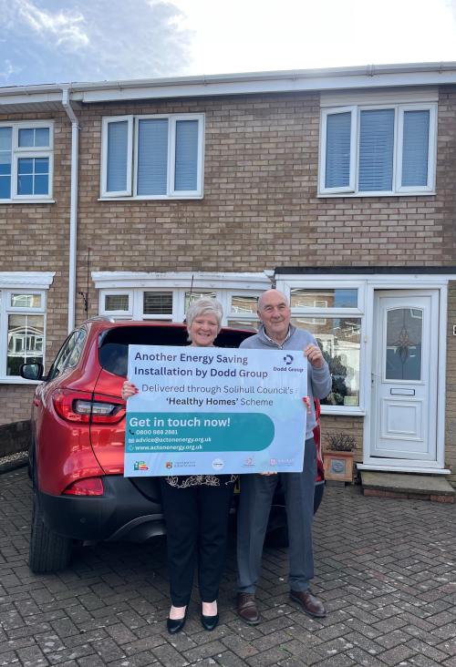 Mr and Mrs Hanrahan outside their Chelmsley Wood home