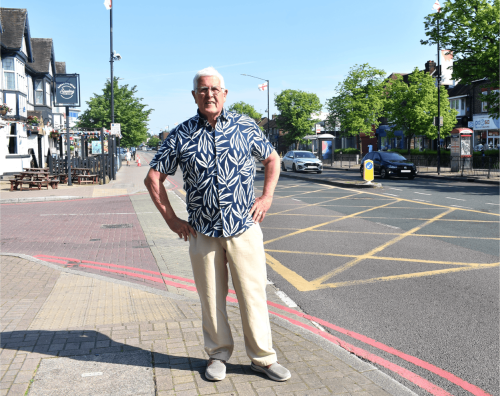 Cllr Ken Hawkins at the A34 Stratford Road/Richard Lewis Way junction in Shirley