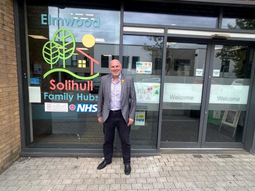 Cllr Dicicco standing outside Elmwood Family Hub